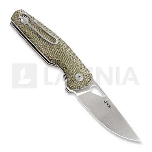 GiantMouse ACE Nimbus V2 Green Canvas Micarta sulankstomas peilis