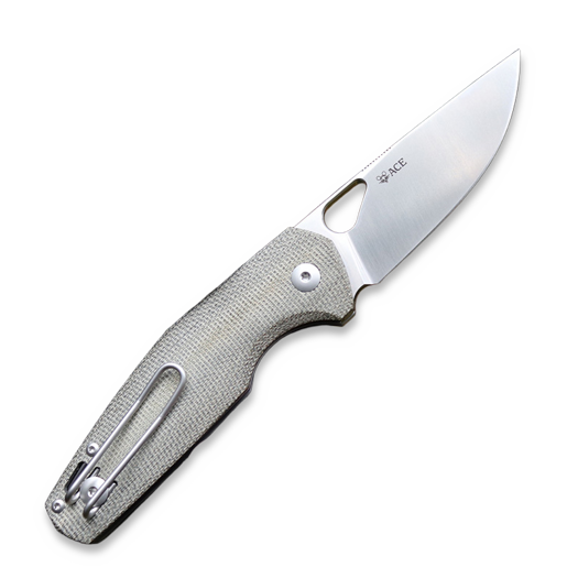 GiantMouse ACE Nimbus V2 Green Canvas Micarta sulankstomas peilis
