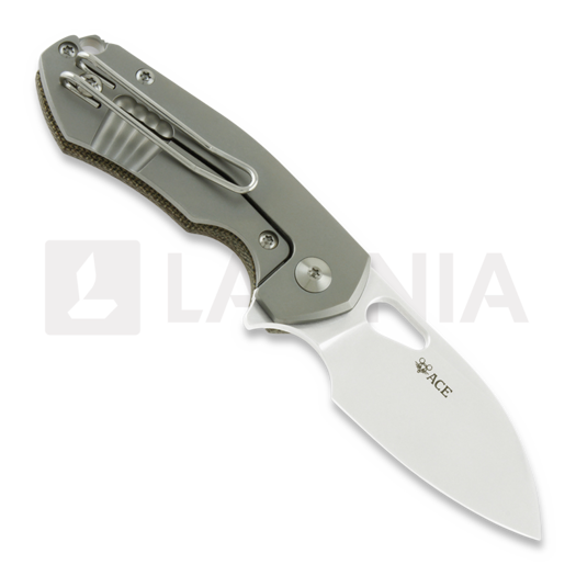 GiantMouse ACE Riv sulankstomas peilis, green canvas micarta