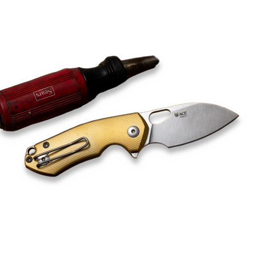 GiantMouse ACE Riv Liner lock fällkniv, brass