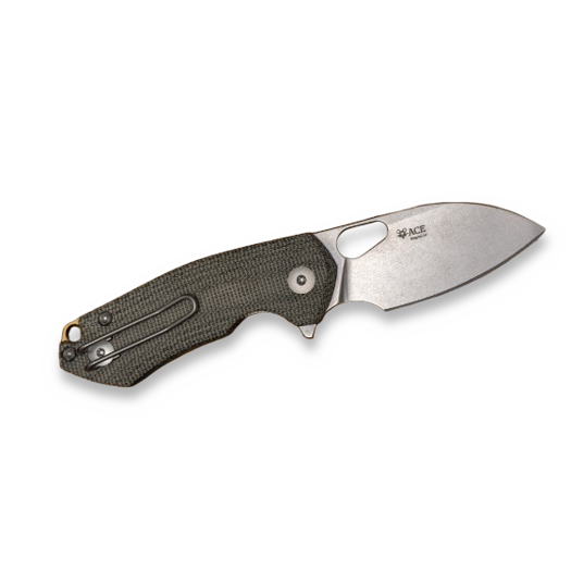 GiantMouse ACE Riv Liner lock sulankstomas peilis, green canvas micarta