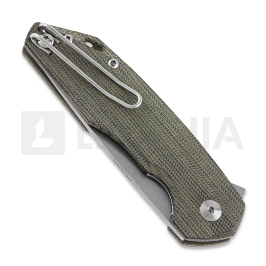 GiantMouse Corta Green Canvas Micarta sulankstomas peilis
