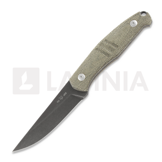 GiantMouse GMF2 PVD Stonewash kniv, green canvas micarta