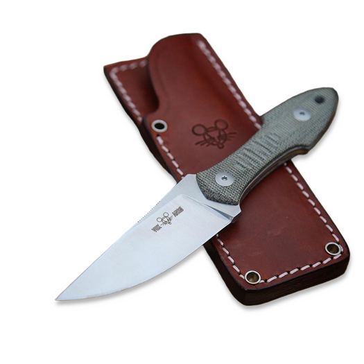 GiantMouse GMF3 Green Canvas Micarta kniv
