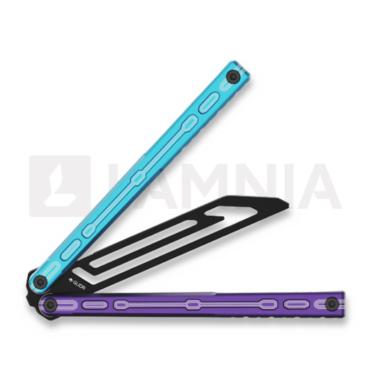 Glidr Moab X Meridian Stonewashed balisong träningsknivar, blurple