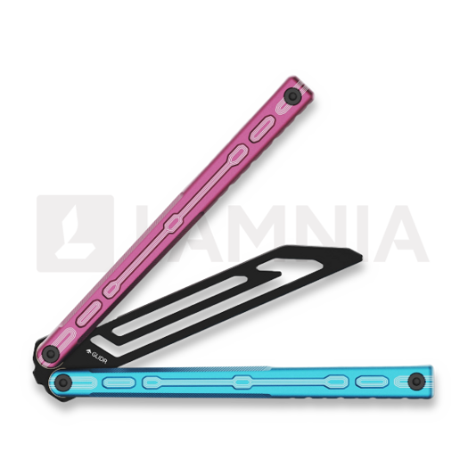 Glidr Moab X Meridian Stonewashed balisong trainer, cotton candy