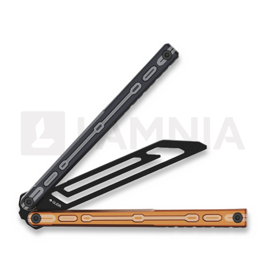 Glidr Moab X Meridian Stonewashed balisong trainer, desert dust