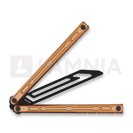 Glidr Moab X Meridian Stonewashed balisong trainer, desert orange