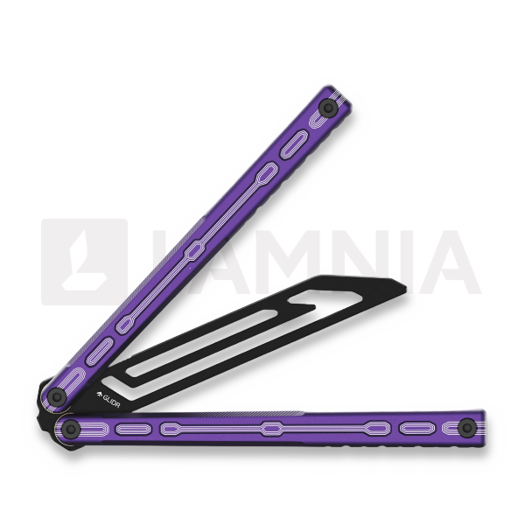 Glidr Moab X Meridian Stonewashed balisong trainer, dragon purple