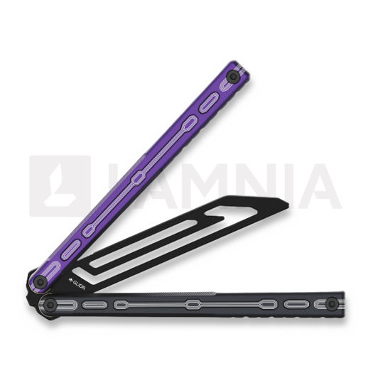 Glidr Moab X Meridian Stonewashed balisong trainer, purple rain