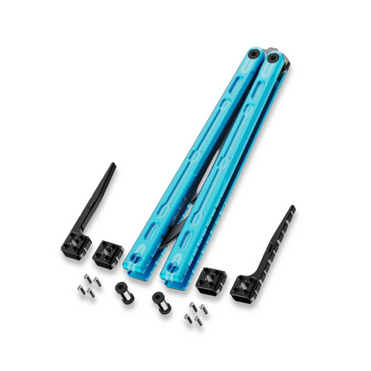 Glidr Moab X Meridian Stonewashed balisong trainer, sky blue