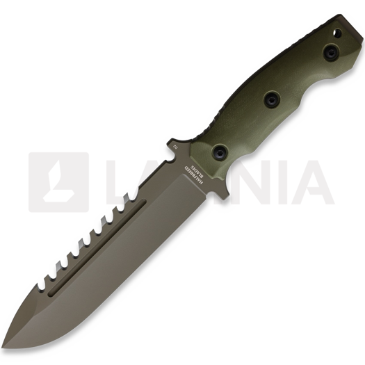 Ellujäämisnuga Halfbreed Blades Large Survival Knife, roheline
