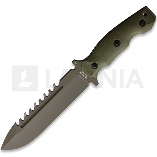 Halfbreed Blades Large Survival Knife selviytymispuukko, oliivinvihreä