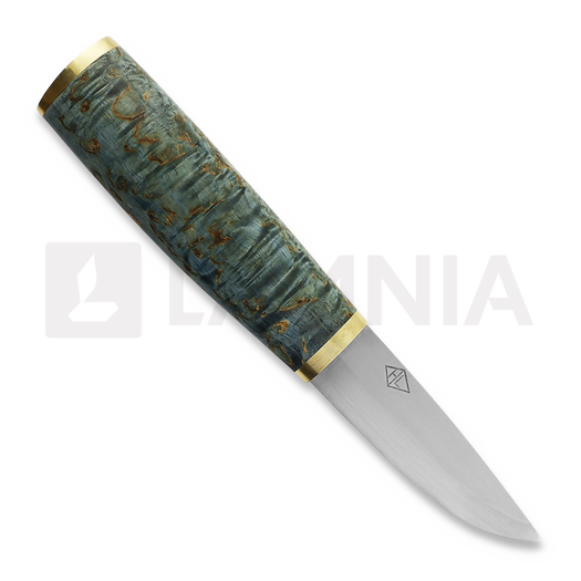 Нож Harri Laine Blue puukko knife, stab. curly birch