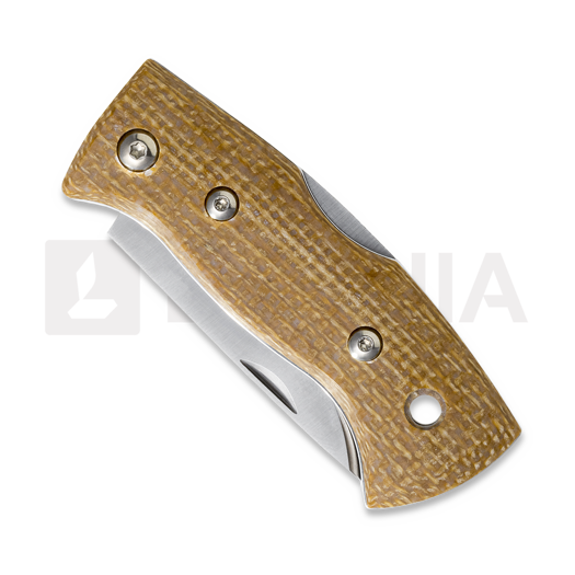 Helle 761 Berget 折り畳みナイフ, Mustard Jute Micarta