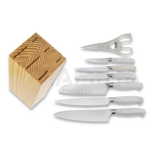 Hen & Rooster 7Pc Kitchen Set Wood Stand