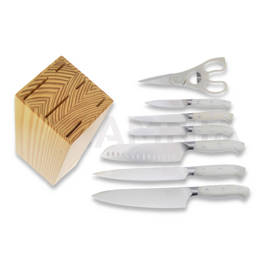 Hen & Rooster 7Pc Kitchen Set Wood Stand