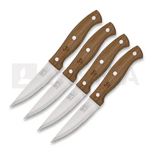 Hen & Rooster Four Piece Steak Knife Set Wood