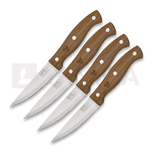Hen & Rooster Four Piece Steak Knife Set Wood