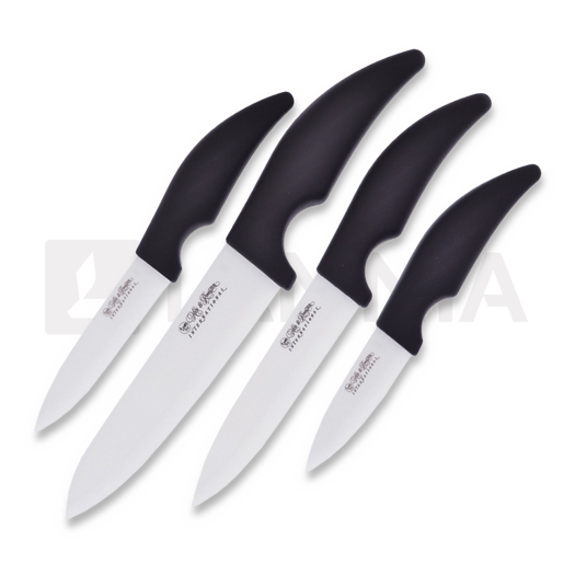 Hen & Rooster Kitchen Set White Ceramic 4pc