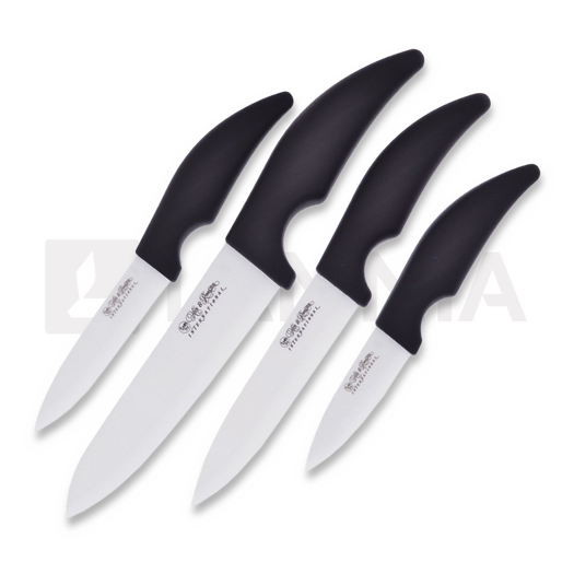 Hen & Rooster Keraaminen keittiöveitsisetti, 4 kpl, valkoinen