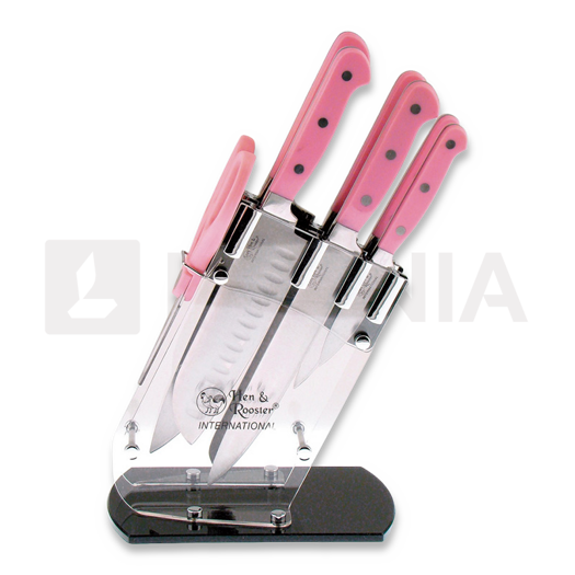 Hen & Rooster Seven Piece Kitchen Set Pink