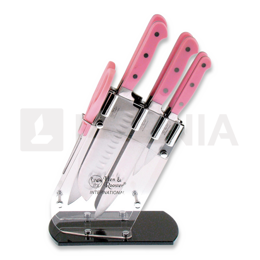 Hen & Rooster Seven Piece Kitchen Set Pink