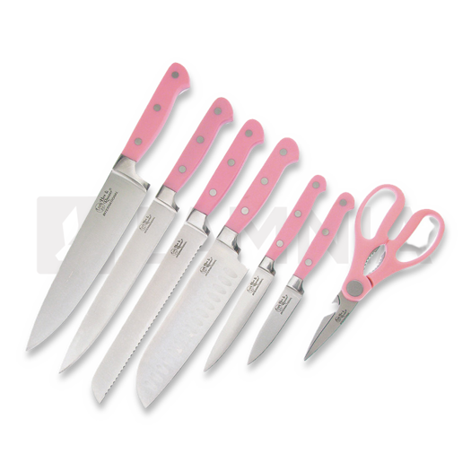 Hen & Rooster Keitti&ouml;veitsisetti, 7 kpl, Pinkki
