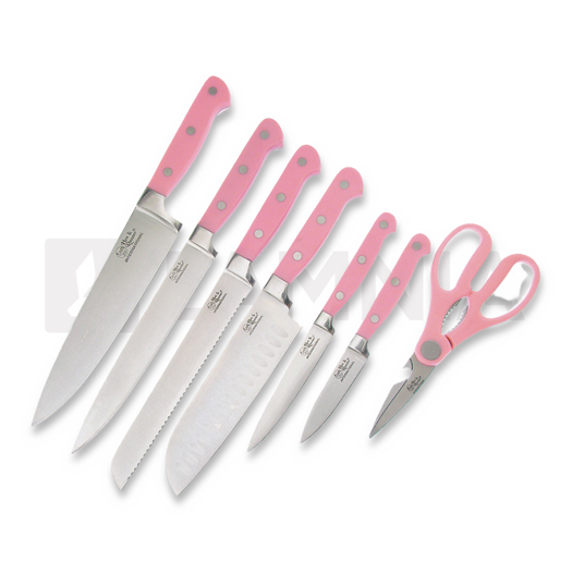 Hen & Rooster Seven Piece Kitchen Set Pink