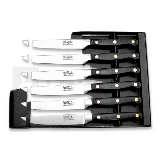 Hen & Rooster Steak Knife Set Black Wood