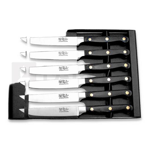 Hen & Rooster Steak Knife Set Black Wood