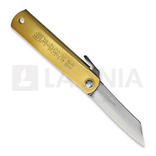 Briceag Higonokami Brass Handle Blue Paper Steel