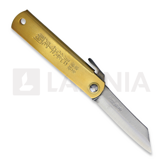 Higonokami Brass Handle Blue Paper Steel kääntöveitsi