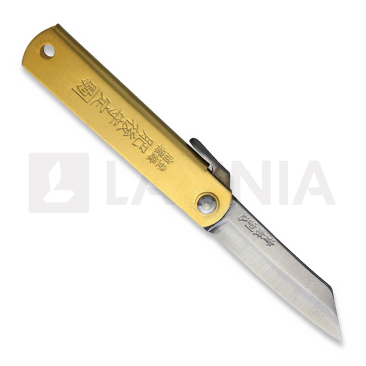 Coltello pieghevole Higonokami Brass Handle Blue Paper Steel