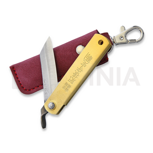 Zav&iacute;rac&iacute; nůž Higonokami Brass Handle Blue Paper Steel