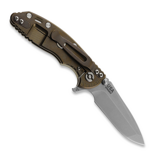 Coltello pieghevole Hinderer 3.0 XM-18 Spanto Tri-Way Stonewash Bronze Translucent Green G10