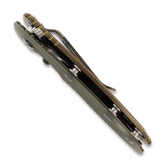 Coltello pieghevole Hinderer 3.0 XM-18 Spanto Tri-Way Stonewash Bronze Translucent Green G10