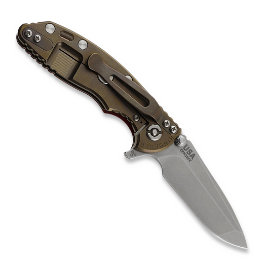 Hinderer 3.0 XM-18 Spanto Tri-Way Stonewashed Bronze Red G10 folding knife