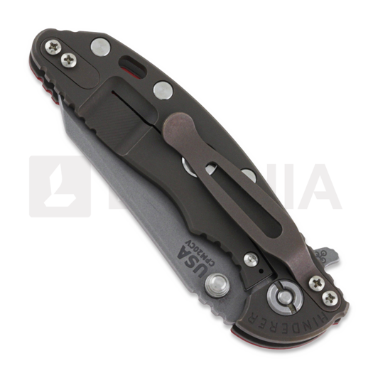 Hinderer 3.0 XM-18 Wharncliffe Tri-Way Battle Bronze Red G10 sulankstomas peilis