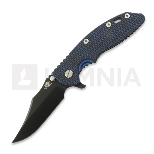 Hinderer 3.5 XM-18 Bowie összecsukható kés, Magnacut, Battle Black, blue black G10