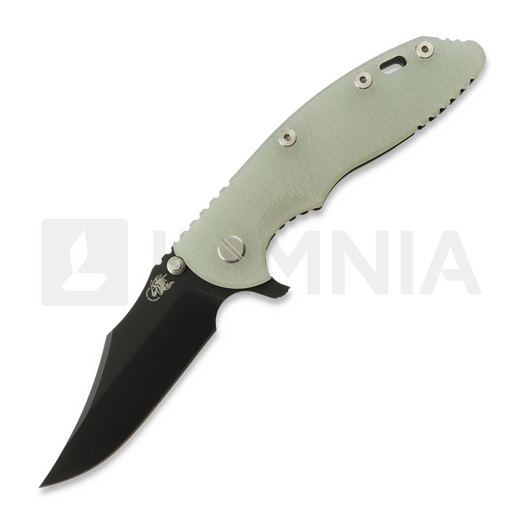 Hinderer 3.5 XM-18 Bowie 접이식 나이프, Magnacut, Battle Black, translucent green
