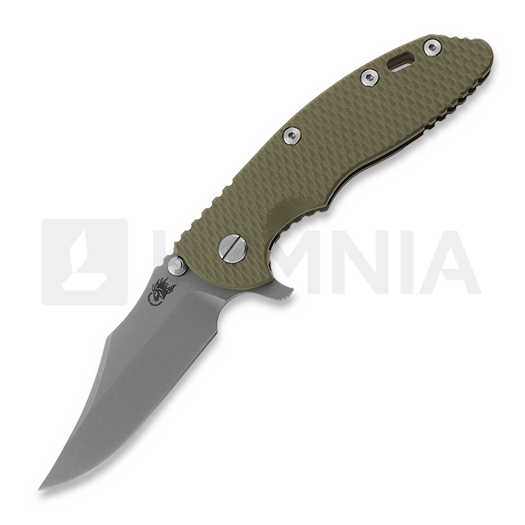 Hinderer 3.5 XM-18 Bowie Tri-Way Battle Bronze foldekniv, olivengrønn