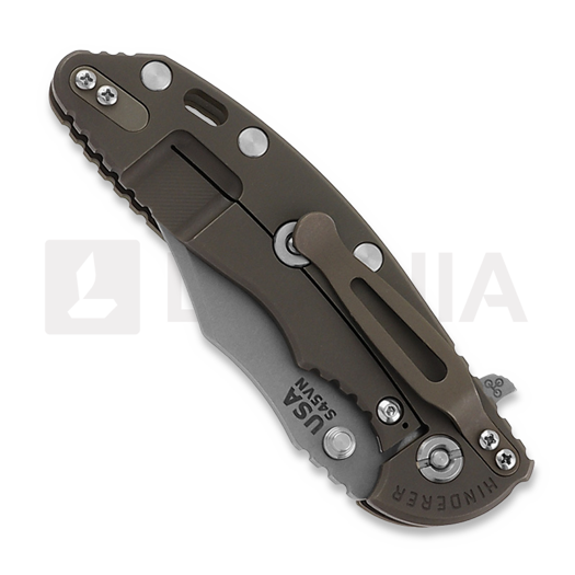 Hinderer 3.5 XM-18 Bowie Tri-Way Battle Bronze folding knife, olive drab