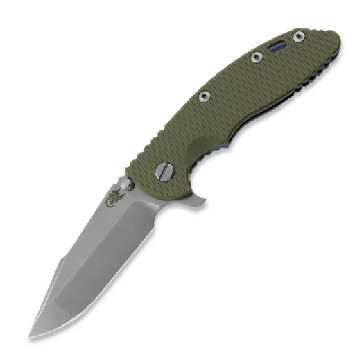 Hinderer 3.5 XM-18 Harpoon Spanto foldekniv, Magnacut, Stonewash Blue, olivengrønn