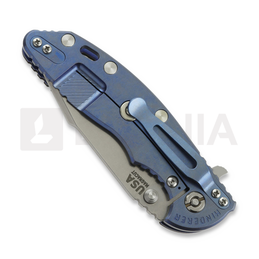 Hinderer 3.5 XM-18 Harpoon Spanto folding knife, Magnacut, Stonewash Blue, red