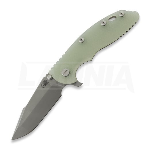 Hinderer 3.5 XM-18 Harpoon Spanto kääntöveitsi, Magnacut, Working Finish, translucent green