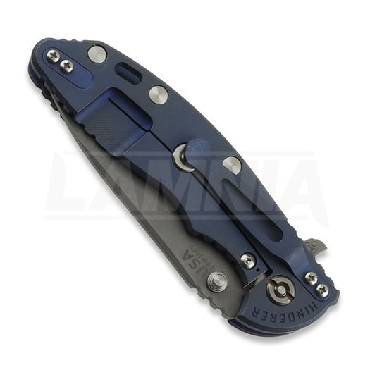 Hinderer 3.5 XM-18 Hollow Grind Slicer folding knife, 20CV, Battle Blue, olive drab