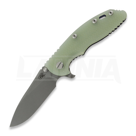 Hinderer 3.5 XM-18 Hollow Grind Slicer fällkniv, 20CV, Battle Blue, translucent green