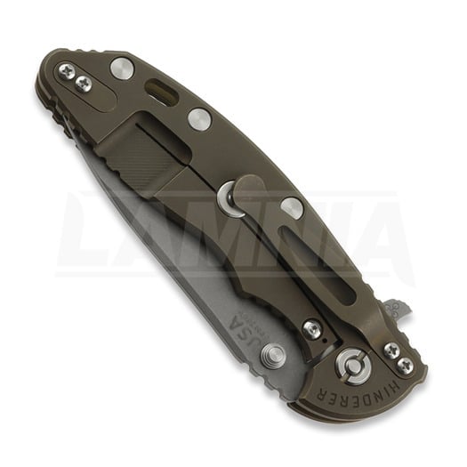 Hinderer 3.5 XM-18 Hollow Grind Slicer folding knife, 20CV, Battle Bronze, black
