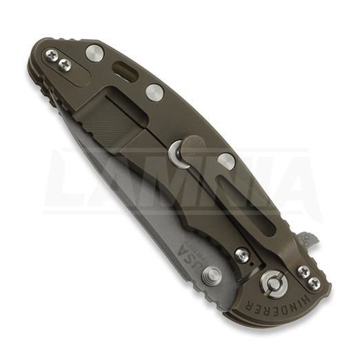 Hinderer 3.5 XM-18 Hollow Grind Slicer folding knife, 20CV, Battle Bronze, coyote